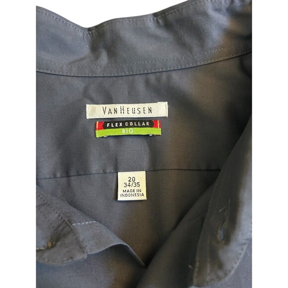 Van Heusen Mens Size 20 34/35 Dark Gray Long Sleeve Dress Shirt Flex Collar Big - Picture 3 of 5